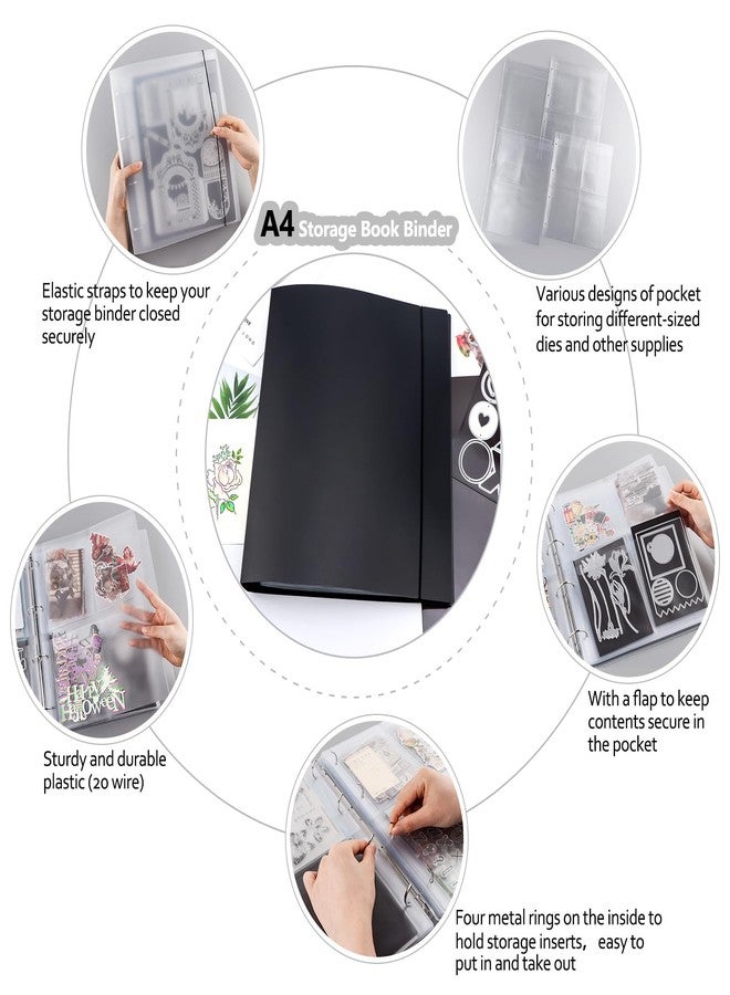 BAOFALI A4 4 Ring Binder Cover Clean Transparent Soft PVC for Refillable Notebook Shell withMatte surfaceforStamp & Die Storage (Black - Image 5