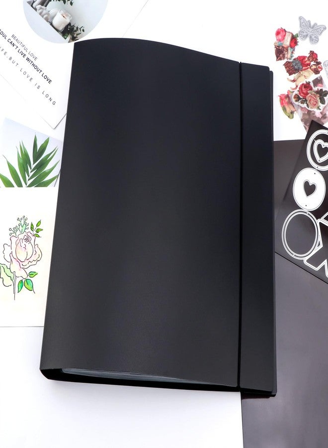 BAOFALI A4 4 Ring Binder Cover Clean Transparent Soft PVC for Refillable Notebook Shell withMatte surfaceforStamp & Die Storage (Black - Image 3