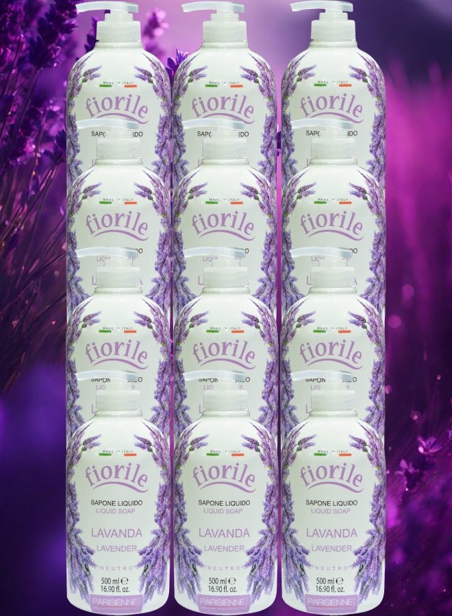 Parisienne 12 Pieces Fiorile Liquid Soap Lavender 500ml - Image 1