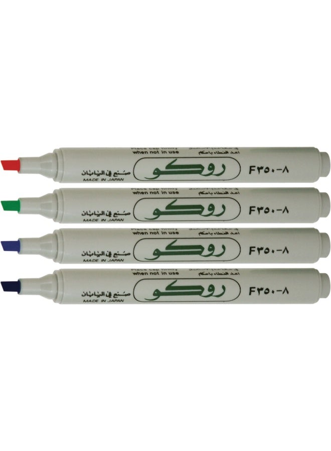 ROCO Pack of 4 F350 Permanent Marker (Assorted Colors) Pack of 4