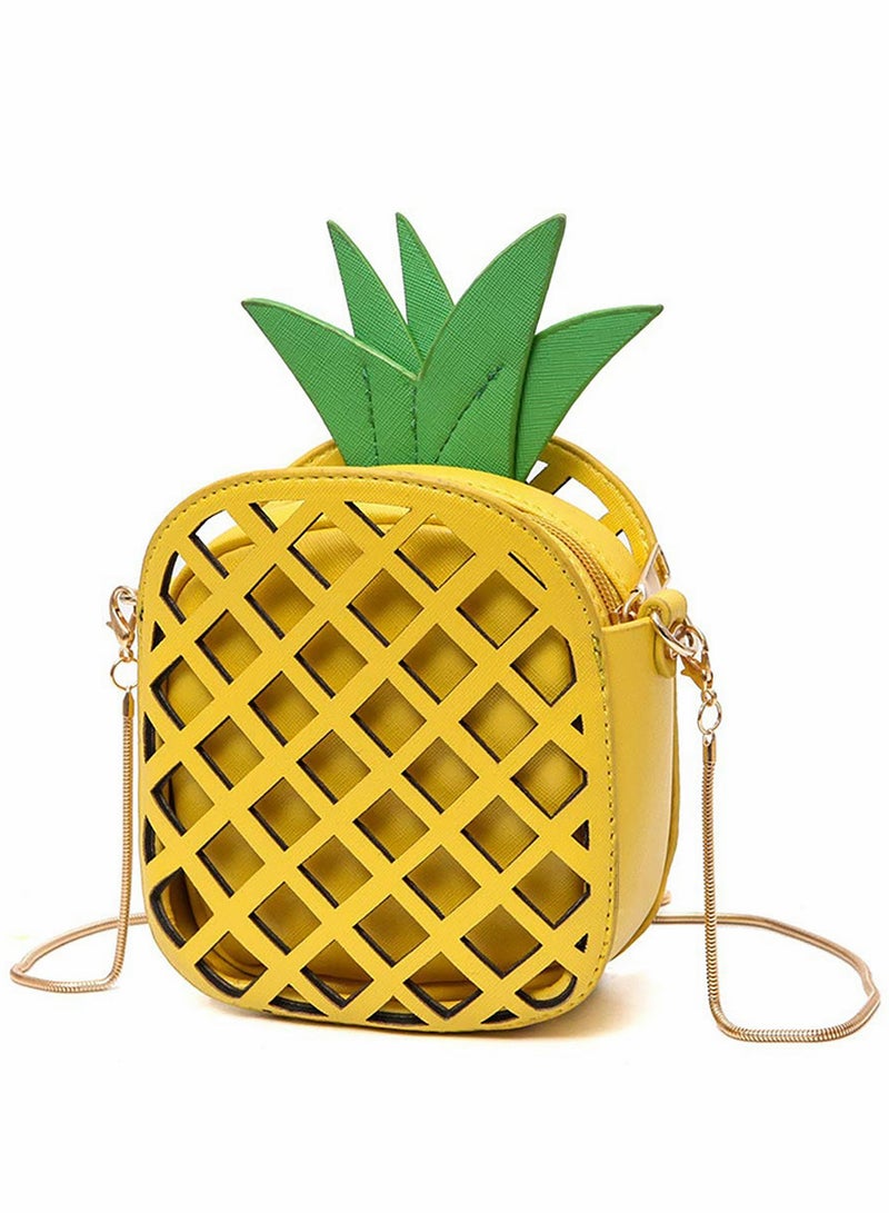 Excefore Women's Pineapple Purse, Summer Girl‘s Yellow Crossbody Shoulder Bag PU leather Handbag Clutch  - Image 1