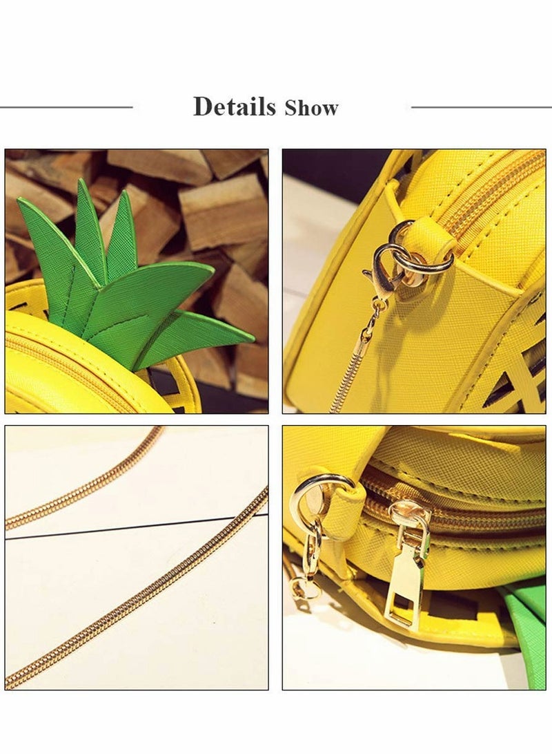 Excefore Women's Pineapple Purse, Summer Girl‘s Yellow Crossbody Shoulder Bag PU leather Handbag Clutch  - Image 3