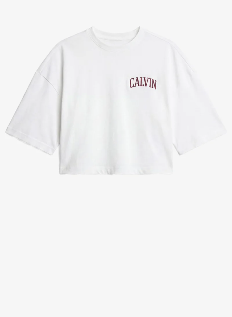 Calvin Klein Jeans  Cropped Varsity Logo T-shirt for Women | Best Price UAE