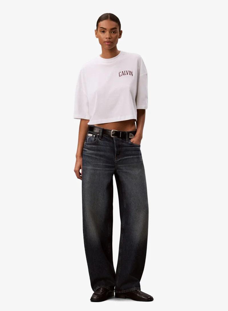 Calvin Klein Jeans  Cropped Varsity Logo T-shirt for Women | Best Price UAE