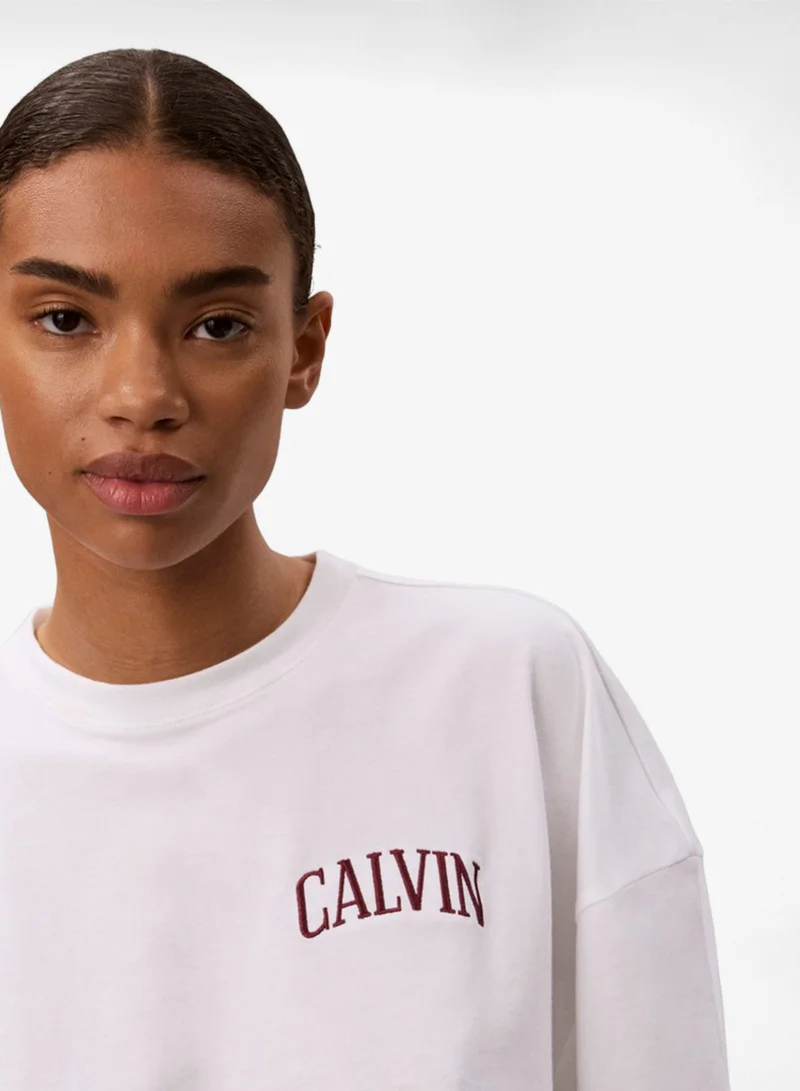 Calvin Klein Jeans  Cropped Varsity Logo T-shirt for Women | Best Price UAE