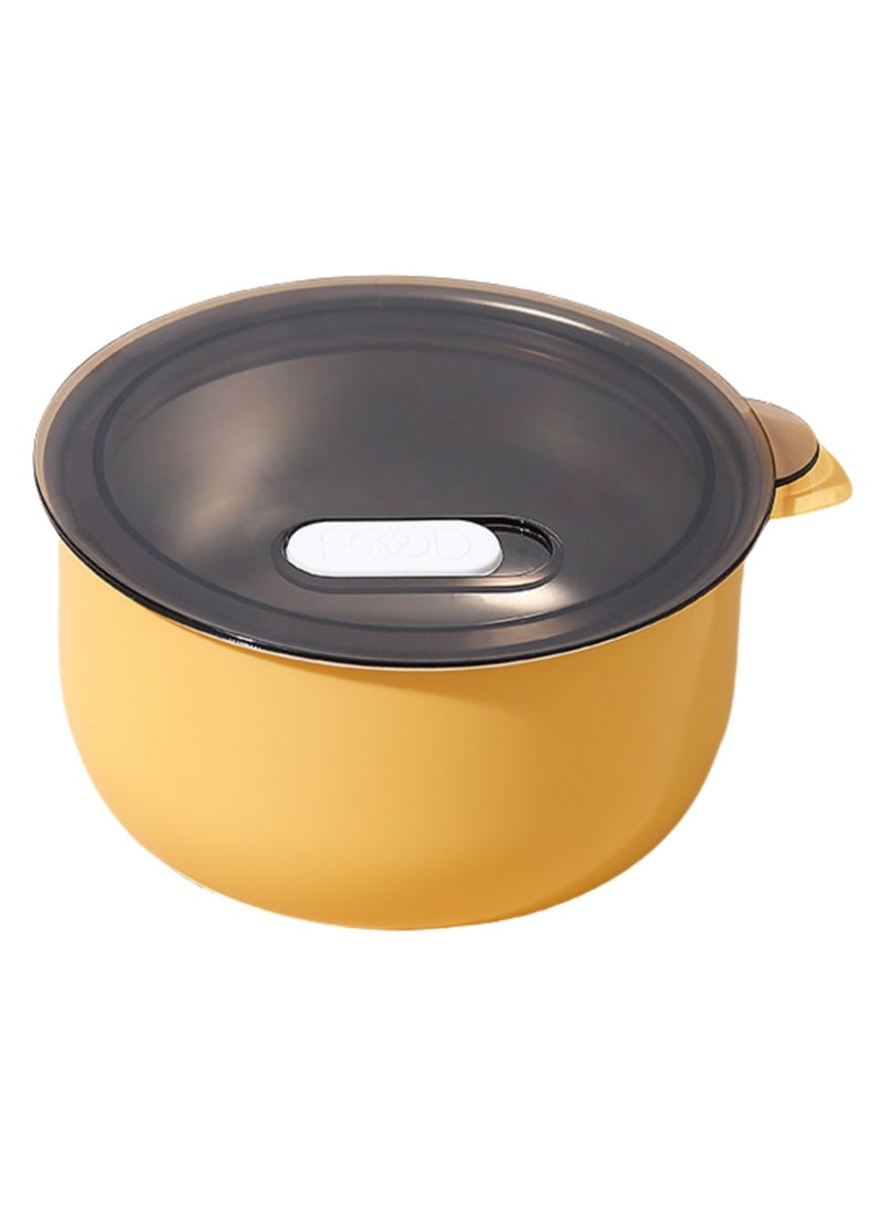 316 Stainless Steel Bowl Enlarged Soup Bowl 500ml Children's Lunch Box Soup Bowl Leakproof Sealed Salad With Lid Heat-Insulated Anti-Scalding Fruit Box (Yellow)  - Image 1