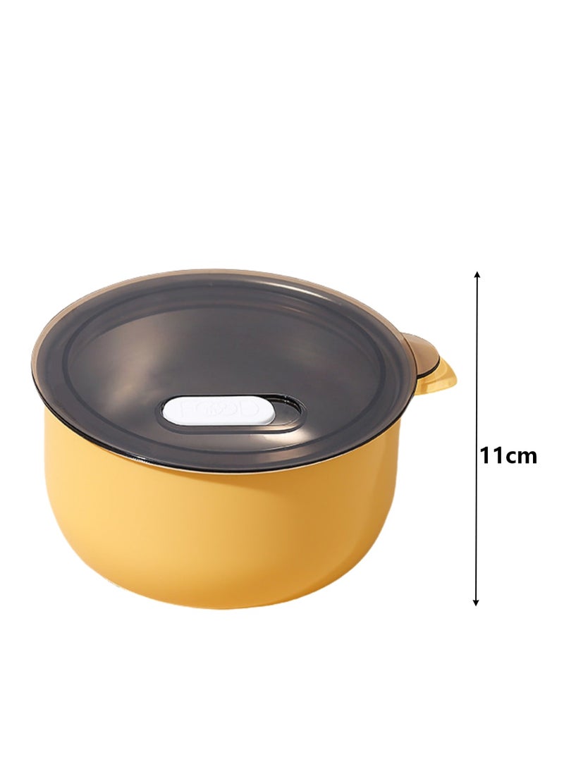 316 Stainless Steel Bowl Enlarged Soup Bowl 500ml Children's Lunch Box Soup Bowl Leakproof Sealed Salad With Lid Heat-Insulated Anti-Scalding Fruit Box (Yellow)  - Image 2