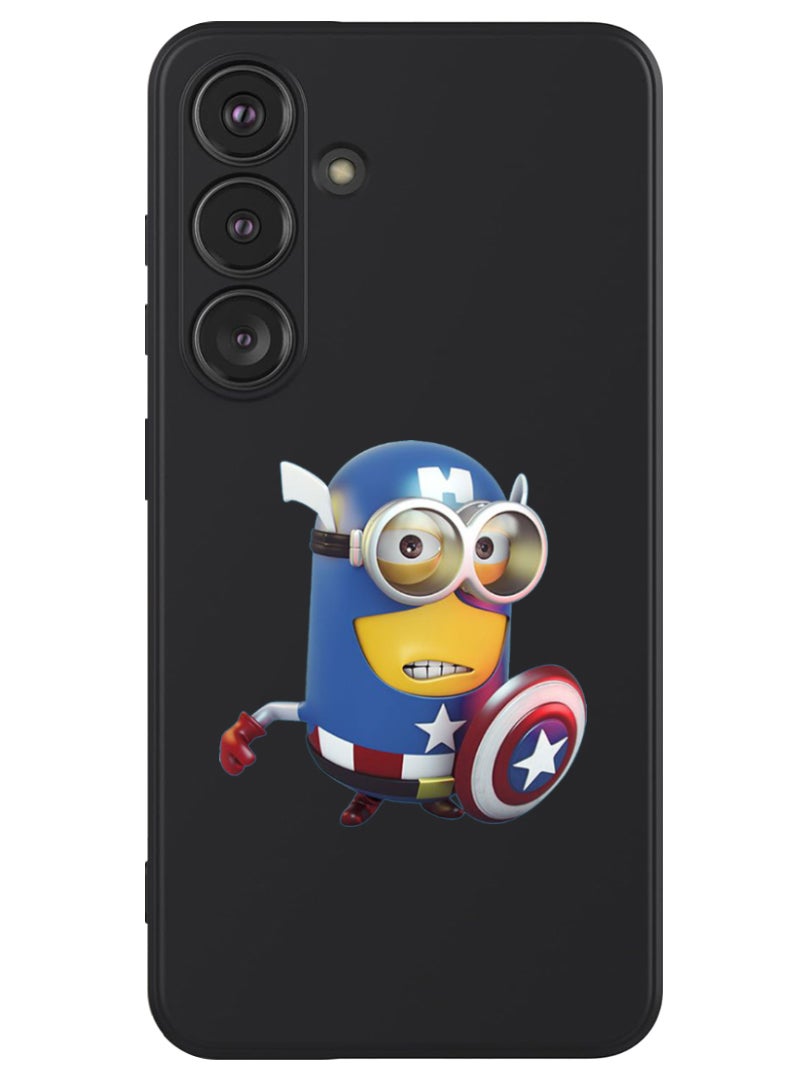 Theodor غطاء سليم واقي من السيليكون السائل مع حماية كاملة للجسم، مضاد للخدش وصدمات، لSamsung Galaxy S24 (أسود) - كابتن مينيون - Image 1