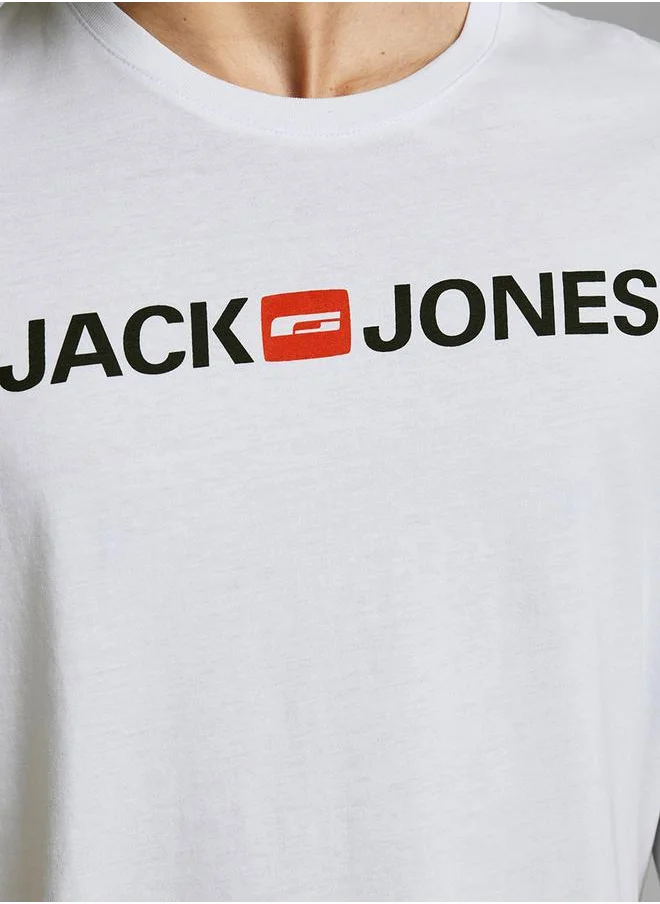 JACK & JONES Logo Print Crew Neck Regular Fit T-shirt