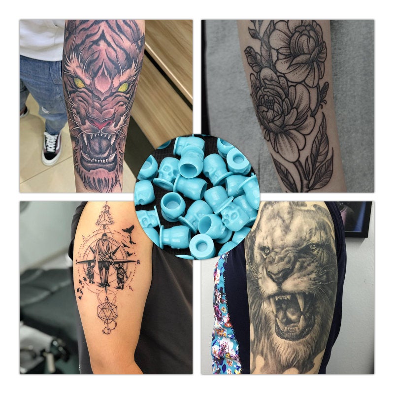 Disposable Tattoo Ink Cups - Thickened Inner Wall Stable Base 200 Blue Pigment Containers for Tattooing Microblading Makeup Application - Image 3