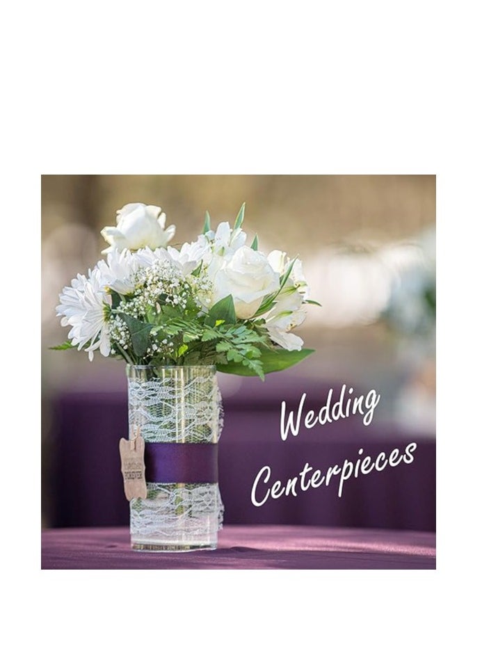 GEN - Flower Vase, Big Size Vase for Fresh/Dried Flowers, 16in Upscale Crystal Glass, Black with White Stripes - Image 1