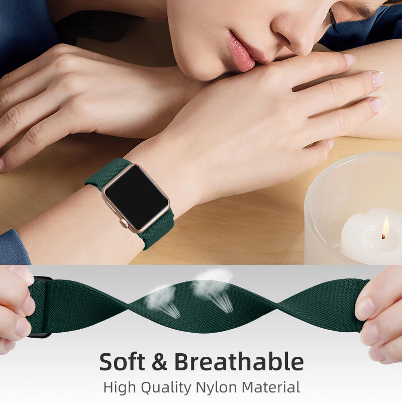 DaQin 3 Pack Stretchy Nylon Solo Loops Compatible with Apple Watch Band 38mm 40mm 41mm Women Men, Adjustable Braided Sport Elastic Wristband Strap for iWatch Series 9 8 7 6 5 4 3 2 1 SE Ultra/Ultra 2 - Image 4