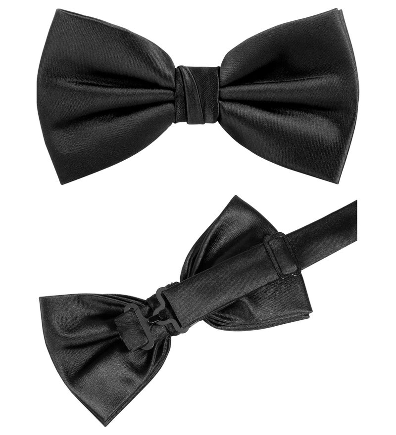 Tie G U Style TIE G Solid Color Men's Suspender + Woven Bow Tie Set for Wedding : Vivid Color, Adjustable Brace, Strong Enhanced Clip, Elastic Band (Black) - Image 4