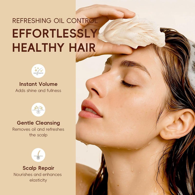 Extra part combo compatible Rice Shampoo Soap, Deep-Cleansing Solid Shampoo Bar Gently Removes Oil Nourishes Scalp, Reduces Breakage, Adds Volume & Shine, Hair Cleanser for Dry, Damaged, Frizzy Hair Multi-color available build - Image 3