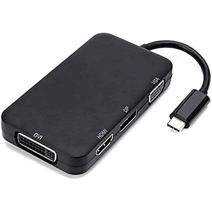 rayihni 4-IN-1 USB-C 3.1 TYPE C TO DP DVI 4K VGA MULTIPORT CABLE ADAPTER CONVERTER - Image 1
