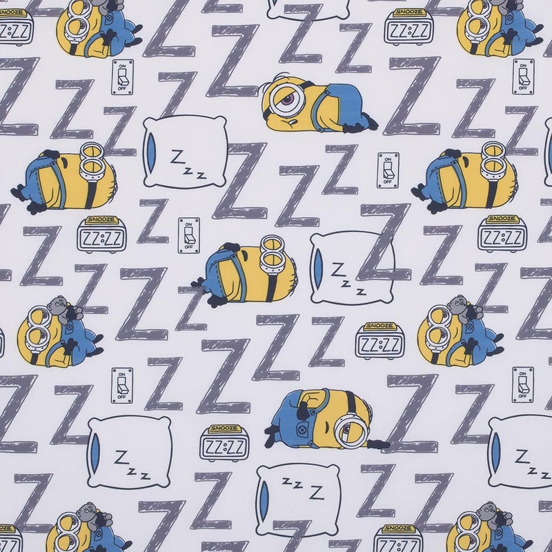 NoJo Illimuniation Lazy Minions Club Gray Blue Yellow and White Preschool Nap Pad Sheet - Image 3