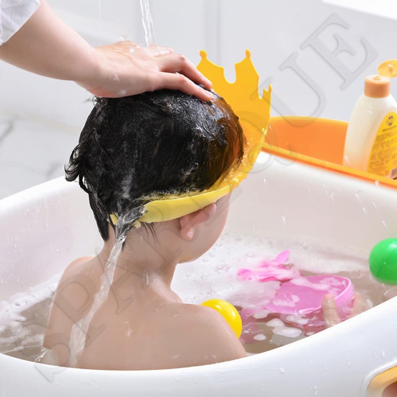 SPAREQUE غطاء استحمام للأطفال من SPAREQUE، قبعة واقية للعينين والأذنين، تاج استحمام سيليكون قابل للتعديل، قبعة شامبو مقاومة للماء لغسل الشعر، حماية أثناء الاستحمام للأطفال، الرضع، والأطفال (أكثر من لون) - Image 2