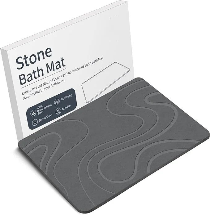 Y&D Quick Dry Diatomaceous Earth Bath Mat - Super Absorbent, Non-Slip Diatomite Stone Shower Mat for Bathroom Floor - Image 2