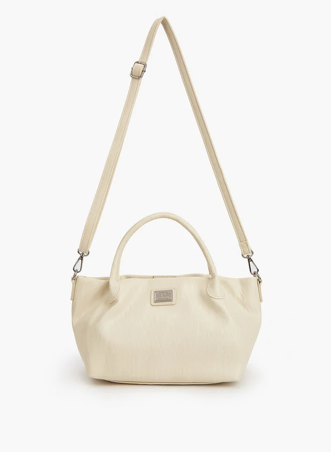 Flora Bella By Shoexpress Textured Tote Bag with Button Closure