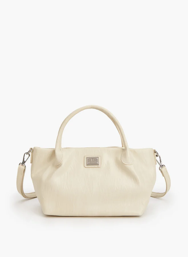 Flora Bella By Shoexpress Textured Tote Bag with Button Closure