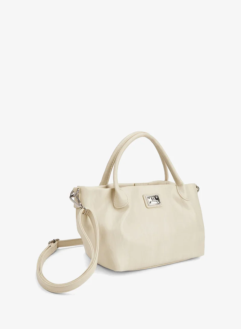 Flora Bella By Shoexpress BEIGE Textured Tote Bag with Button Closure for Women | Best Price UAE