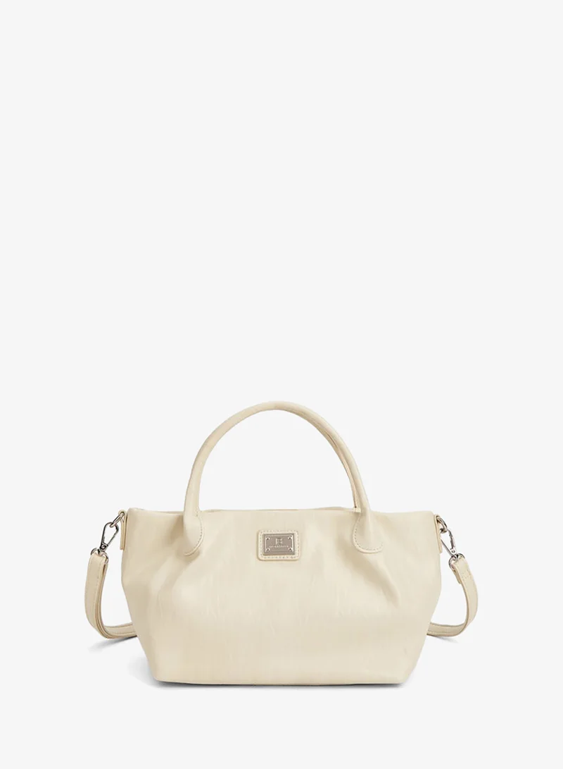 Textured Tote Bag with Button Closure