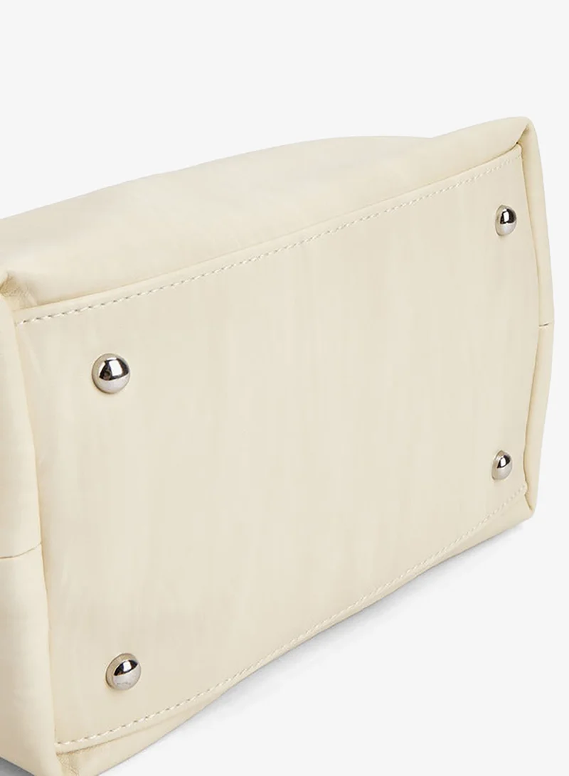 Flora Bella By Shoexpress BEIGE Textured Tote Bag with Button Closure for Women | Best Price UAE