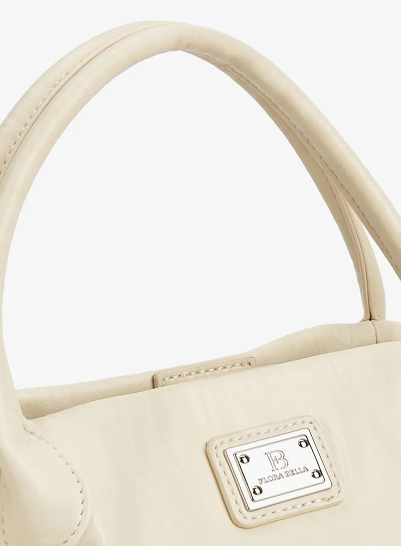 Flora Bella By Shoexpress BEIGE Textured Tote Bag with Button Closure for Women | Best Price UAE