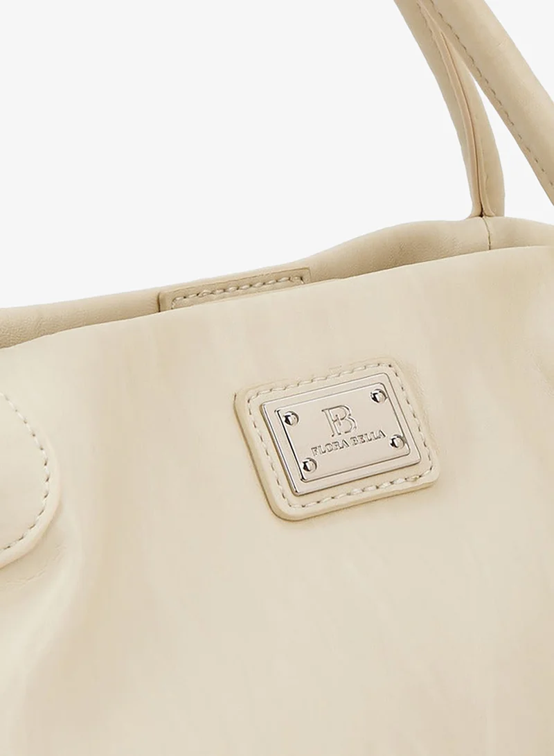 Flora Bella By Shoexpress BEIGE Textured Tote Bag with Button Closure for Women | Best Price UAE