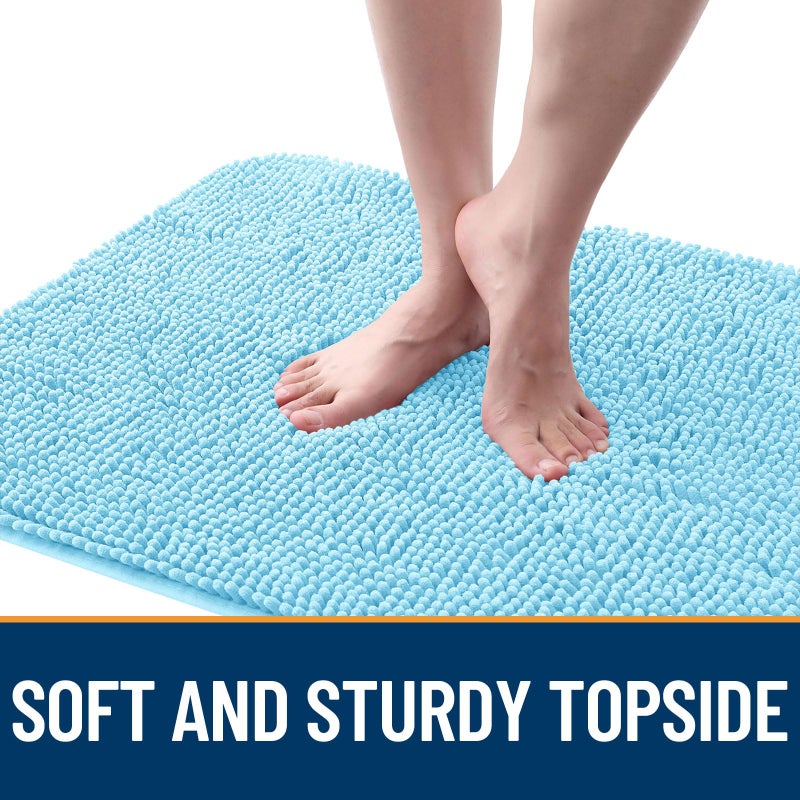 OLANLY Dog Door Mat for Muddy Paws 30x20, Absorbs Moisture and Dirt, Absorbent Non-Slip Washable Doormat, Quick Dry Chenille Mud Mat for Dogs, Entry Indoor Entryway Carpet for Inside Floor, Blue - Image 4