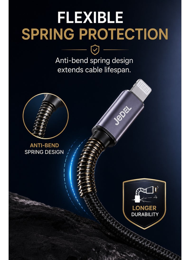 جي ديل كابل شحن سريع 2 في 1 لأجهزة iPhone وUSB Type-C | سلك شحن Lightning وUSB-C مع مزامنة بيانات عالية السرعة لأجهزة iPhone وiPad وأجهزة Android - Image 5