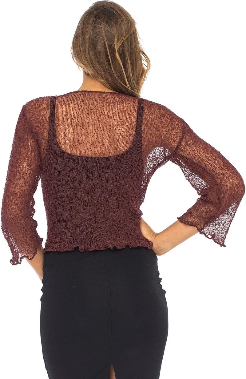 Back From Bali Womens Sheer Shrug Cardigan Lightweight Knit - Image 2