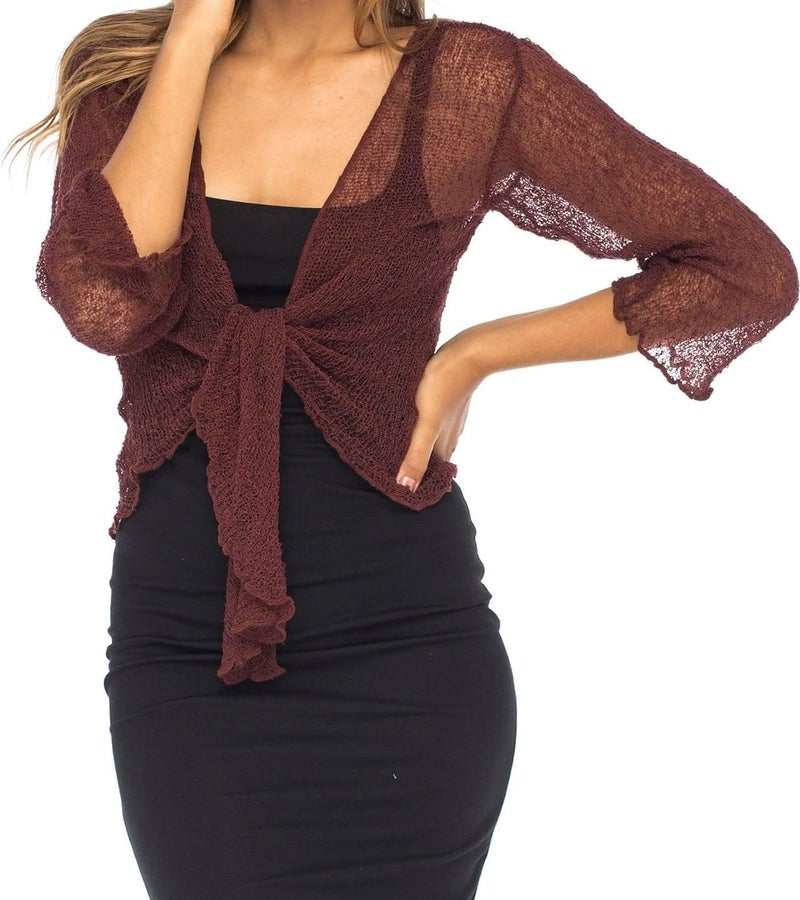 Back From Bali Womens Sheer Shrug Cardigan Lightweight Knit - Image 1