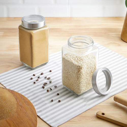 Vency kitchen Glass container Jars Set – 1 Square 1000ml Containers with Steel See-Through Lids for Kitchen Storage, Snacks, Masala, Pickles & Dry Fruits (Blue) - Image 5