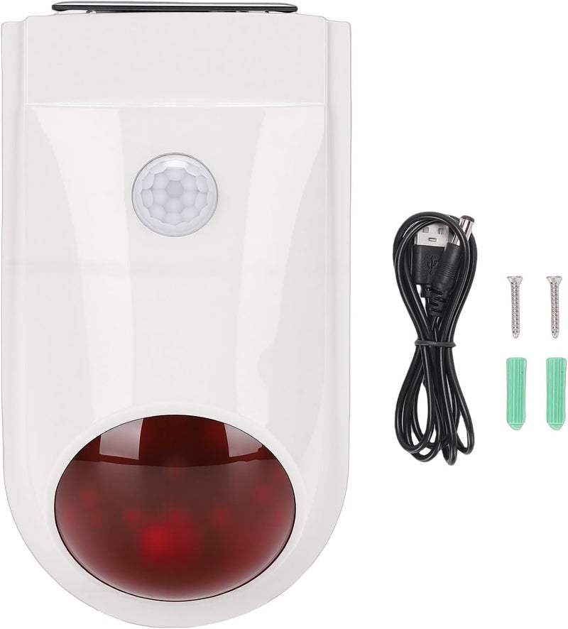 Solar Motion Detector Alarm Solar Sound and Light Alarm Infrared with 110dB Loud Siren Custom Voice Input 110 Detection for Home Security Outdoor Wireless - Image 5