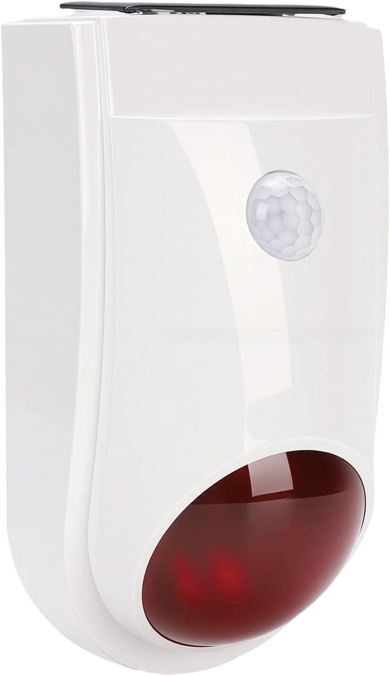 Solar Motion Detector Alarm Solar Sound and Light Alarm Infrared with 110dB Loud Siren Custom Voice Input 110 Detection for Home Security Outdoor Wireless - Image 1
