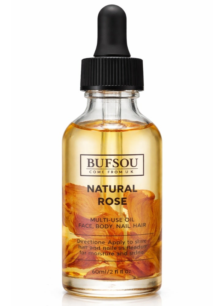 Natural Rose Oil 100% Pure 60ml – Rose Essential Oil for Skin, Hair & Aromatherapy – Hydrating, Anti-Aging & Soothing Care