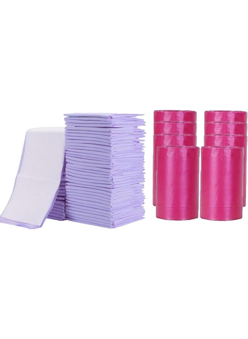 Cute 'n' Cuddle Cute 'n' Cuddle 120 Pcs Disposable Changing Mat Lavender 60cmX45cm With 120 Disposable Scented bags Red  - Image 1