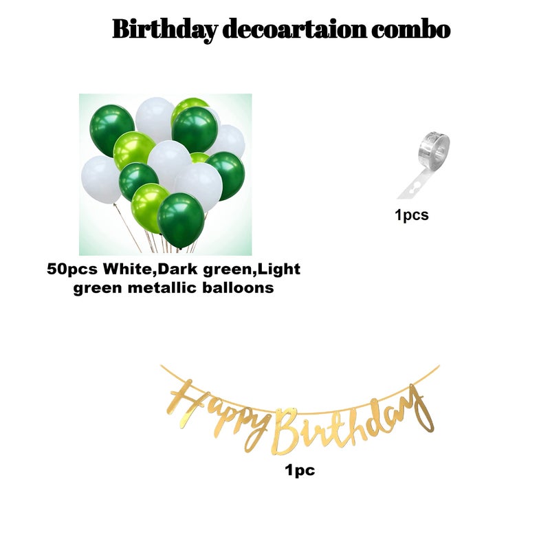 1iAM Birthday decoration combo with Green-White balloons and Cursive banner - Image 2