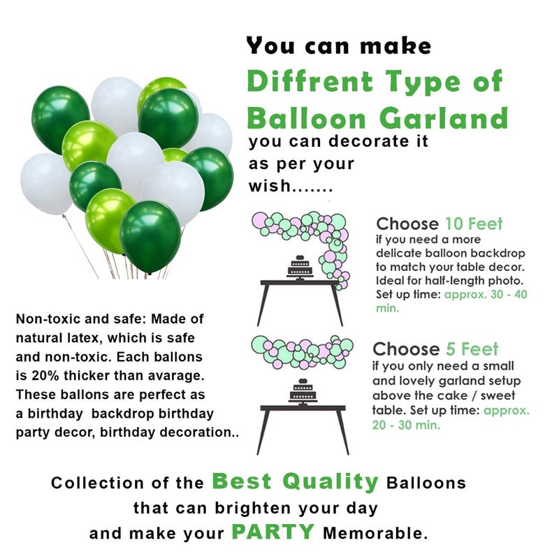 1iAM Birthday decoration combo with Green-White balloons and Cursive banner - Image 3