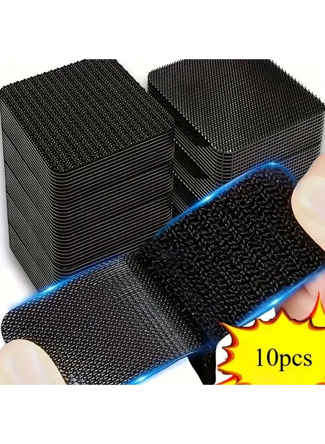 10pcs Black Double Sided Adhesive Carpet Strips Strong No Residue Easy Apply - Image 2