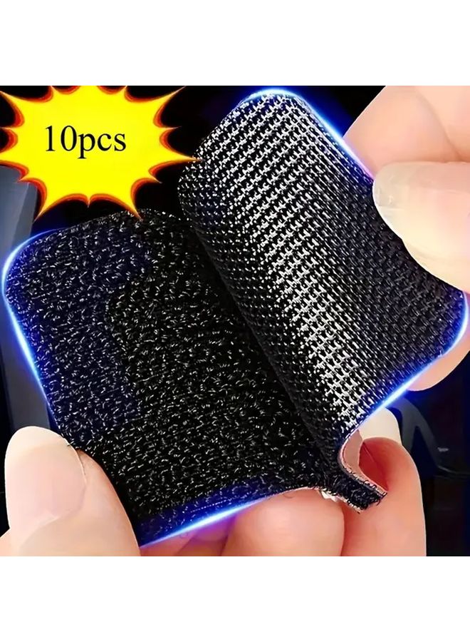10pcs Black Double Sided Adhesive Carpet Strips Strong No Residue Easy Apply - Image 1
