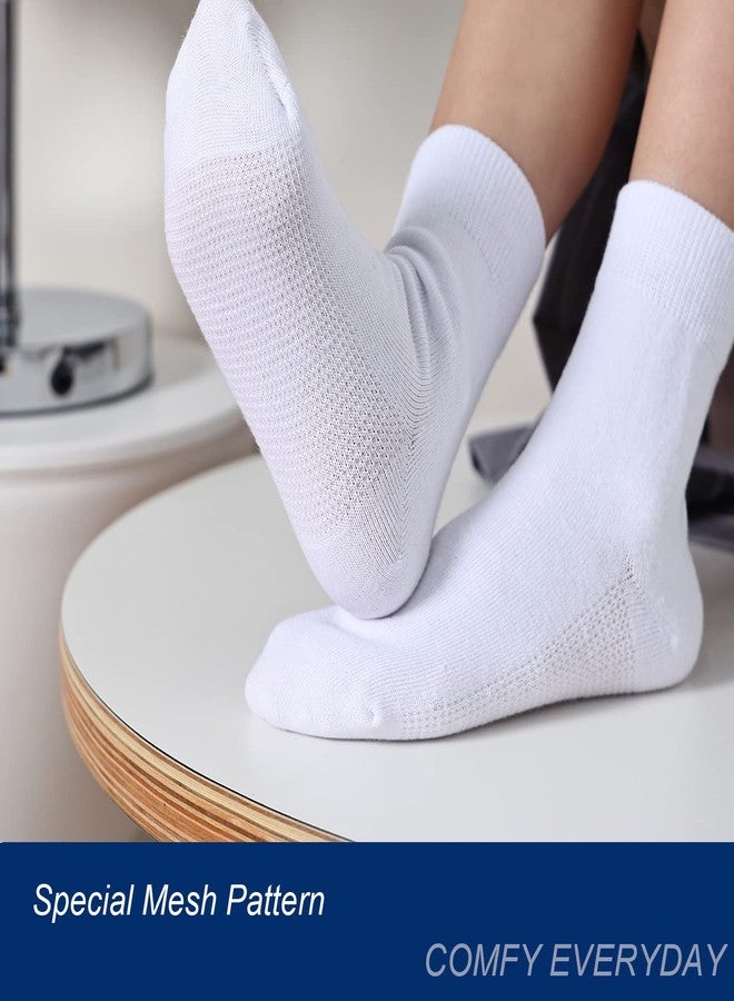 Marchare Girls Crew Socks Seamless Kids Socks Cotton School Socks White 6 Pack - Image 5