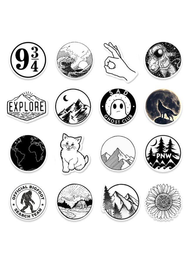 50-Piece Black and White Stickers Waterproof Graffiti Vinyl Stickers for Laptop Cars - Image 4