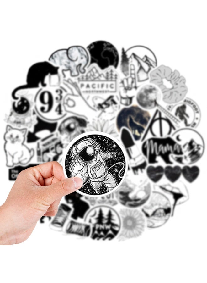 50-Piece Black and White Stickers Waterproof Graffiti Vinyl Stickers for Laptop Cars - Image 5