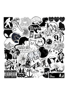 50-Piece Black and White Stickers