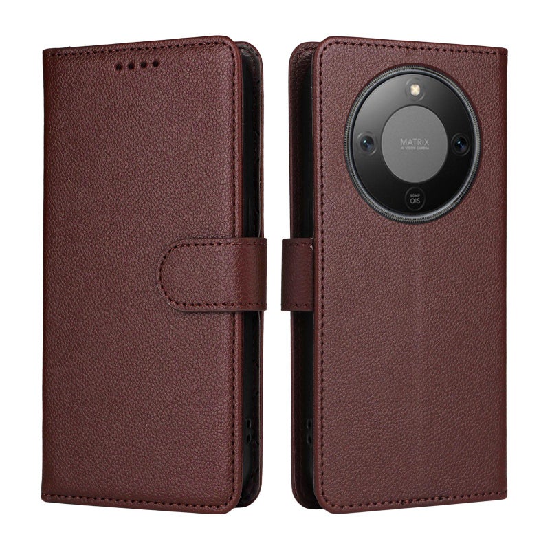 erorex For Honor X70 5G Litchi Texture RFID Blocking 3-Card Wallet Leather Phone Case(Brown) - Image 2
