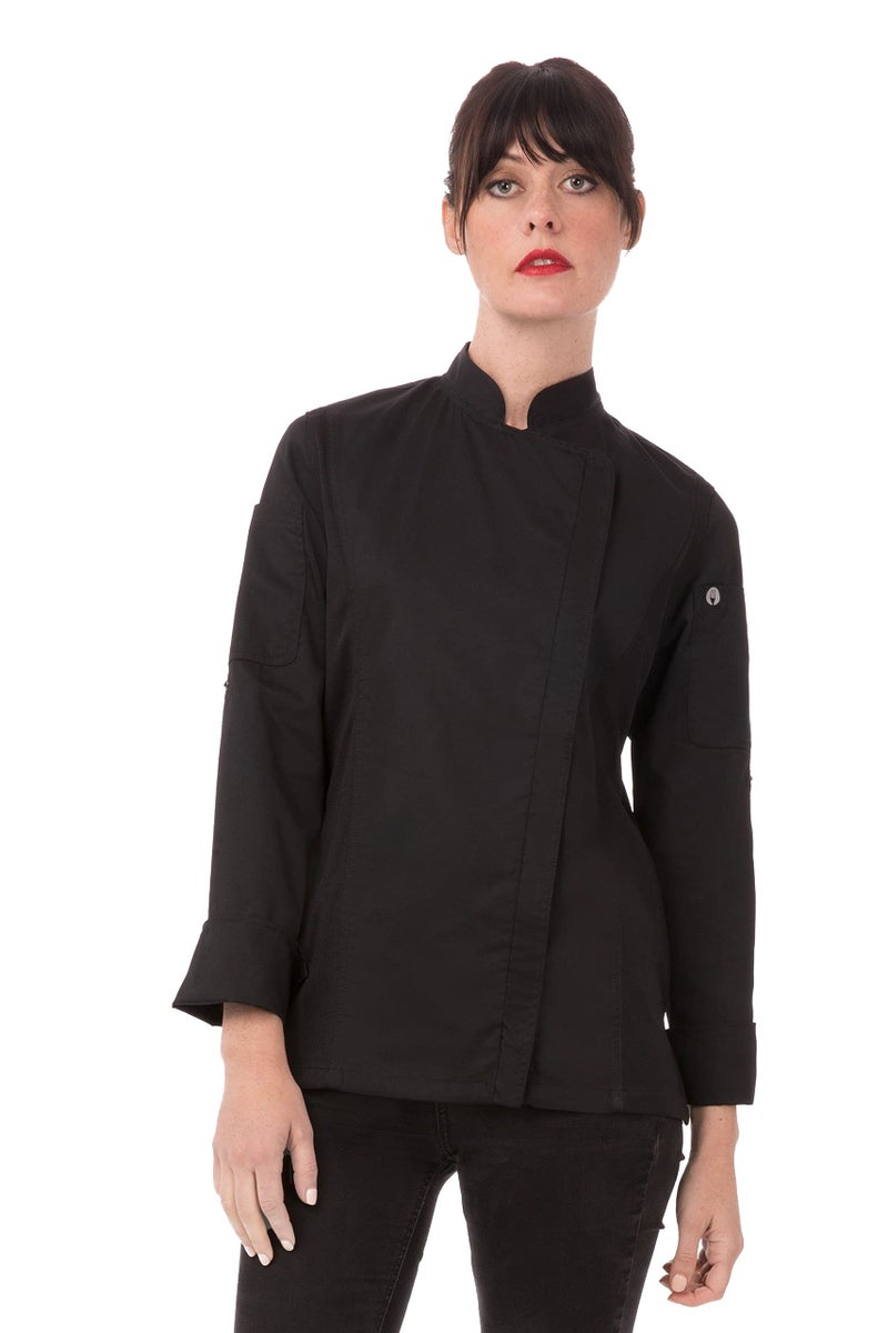 Chef Works Women's Hartford Chef Coat, Black, Medium - Image 1