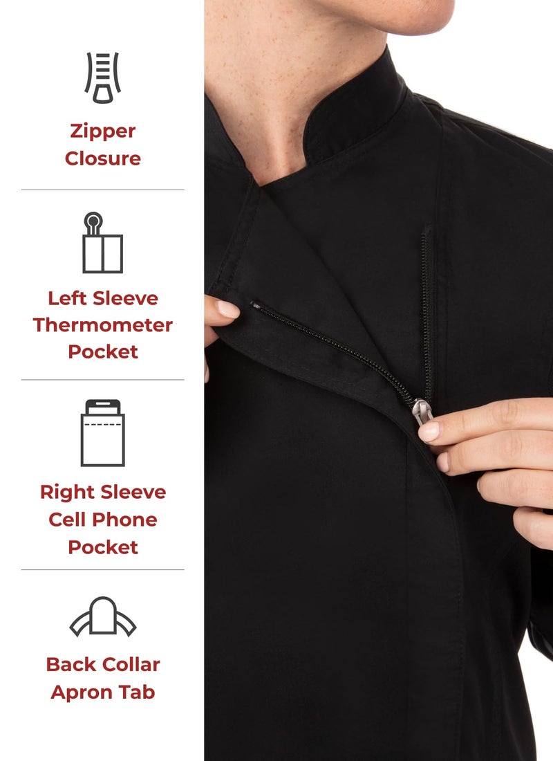 Chef Works Women's Hartford Chef Coat, Black, Medium - Image 3