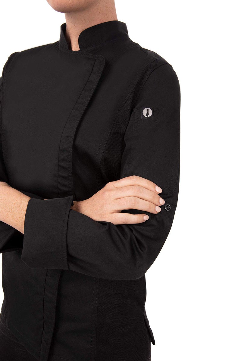 Chef Works Women's Hartford Chef Coat, Black, Medium - Image 4